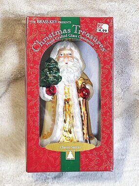 VTG Brass Key Christmas Treasures "Father Christmas" Santa Ornament MIB